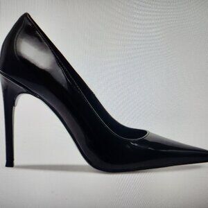 Steve Madden "Reya" Black Box Black Leather Patent Heels. NIB. Size 6.5